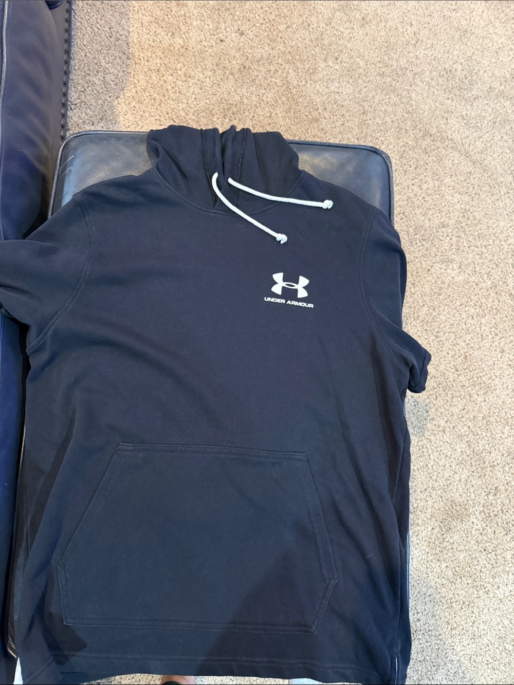 Under Armour Black Hoodie with White Logo & Drawstrings